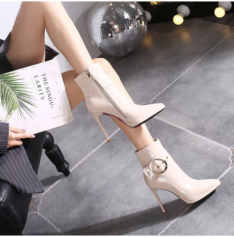 Women's Stiletto Heel Faux Leather Boots