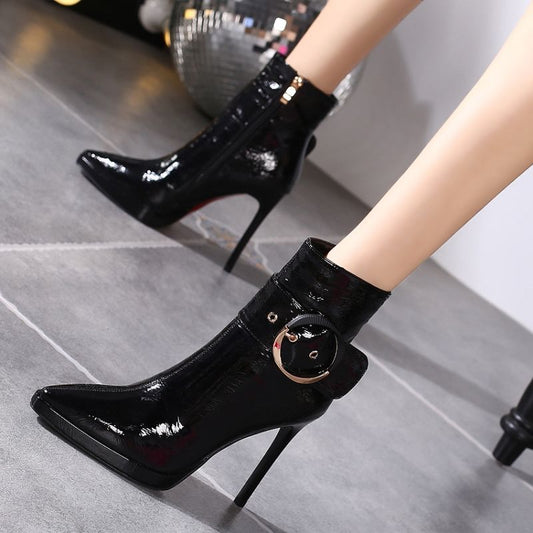 Women's Stiletto Heel Faux Leather Boots