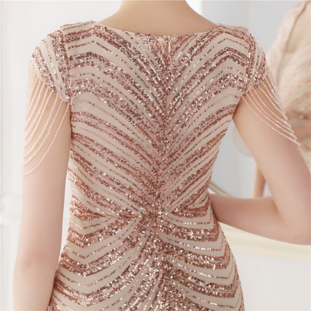 Cocktail & Party Dresses Deep V Neck Sequin Evening Dress