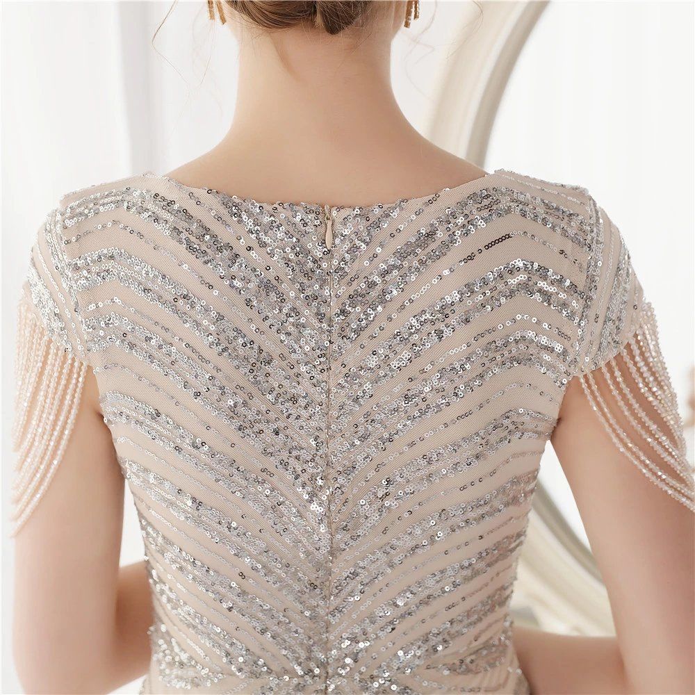 Cocktail & Party Dresses Deep V Neck Sequin Evening Dress