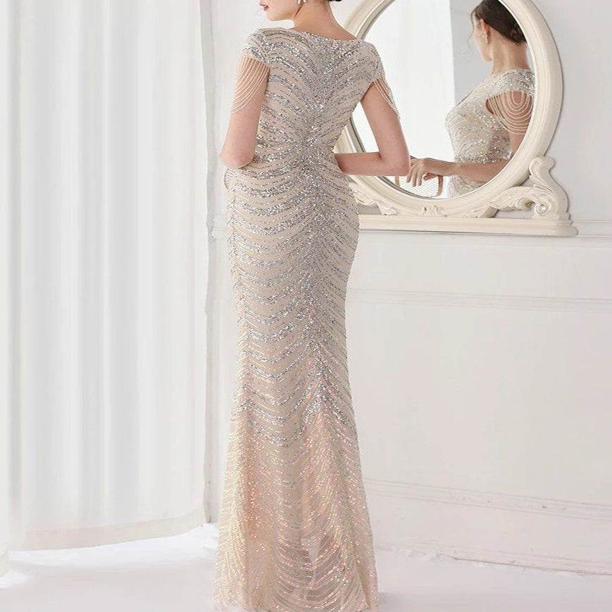 Cocktail & Party Dresses Deep V Neck Sequin Evening Dress