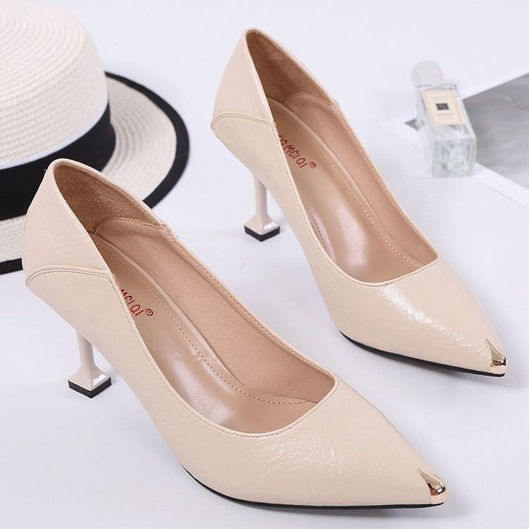 Womens Court Shoes Kitten Stiletto Pointed Toe Slip On Shoes