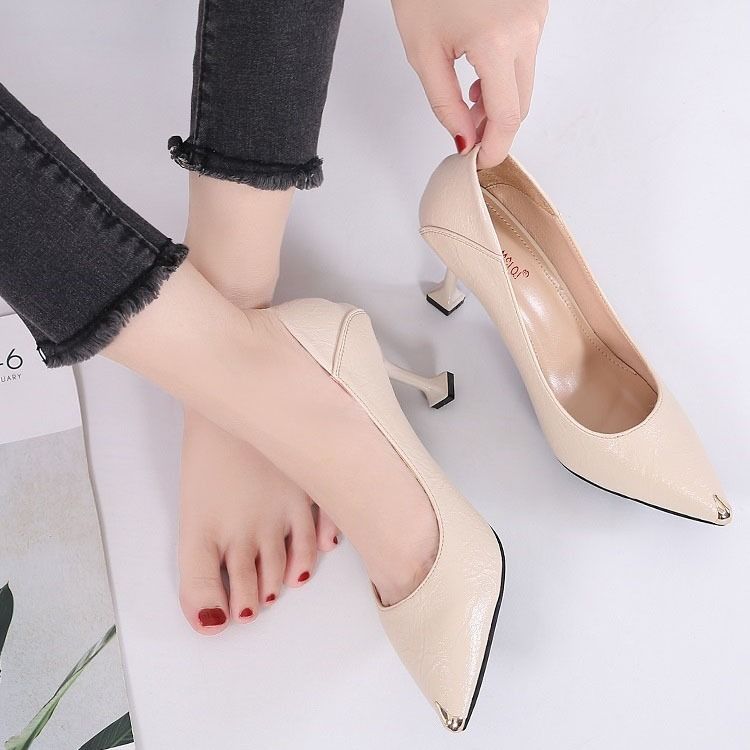 Womens Court Shoes Kitten Stiletto Pointed Toe Slip On Shoes