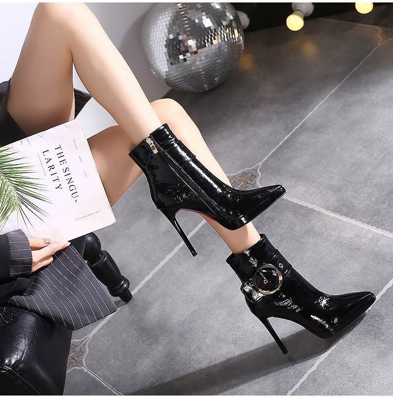 Women's Stiletto Heel Faux Leather Boots