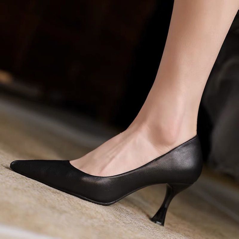 Womens Court Pumps Kitten Heel Pointed Toe Slip On Shoes