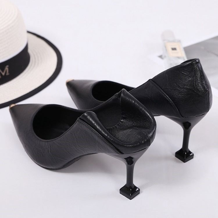 Womens Court Shoes Kitten Stiletto Pointed Toe Slip On Shoes