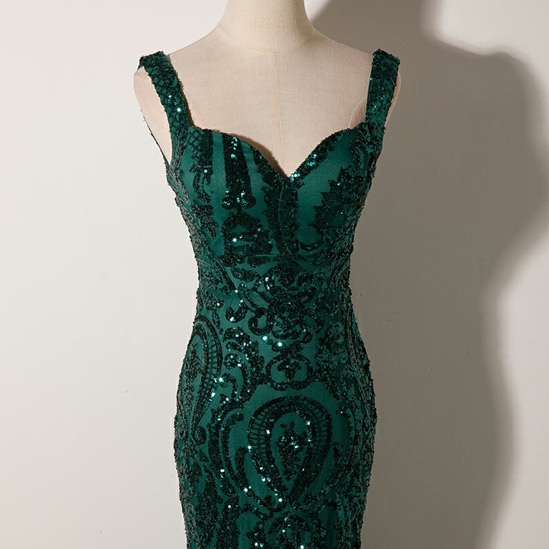 Green Prom Dress Elegant Sequin Formal Dress