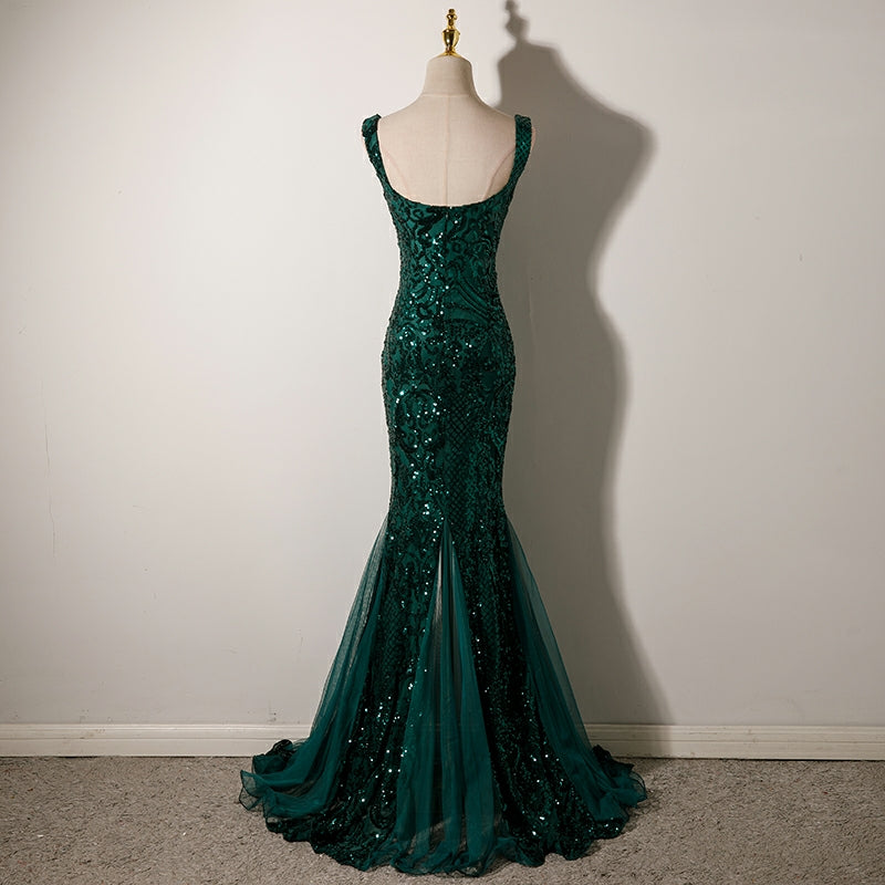 Green Prom Dress Elegant Sequin Formal Dress